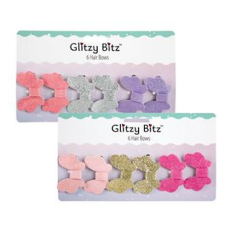 Hair Bows - Glitter, 6 Piece